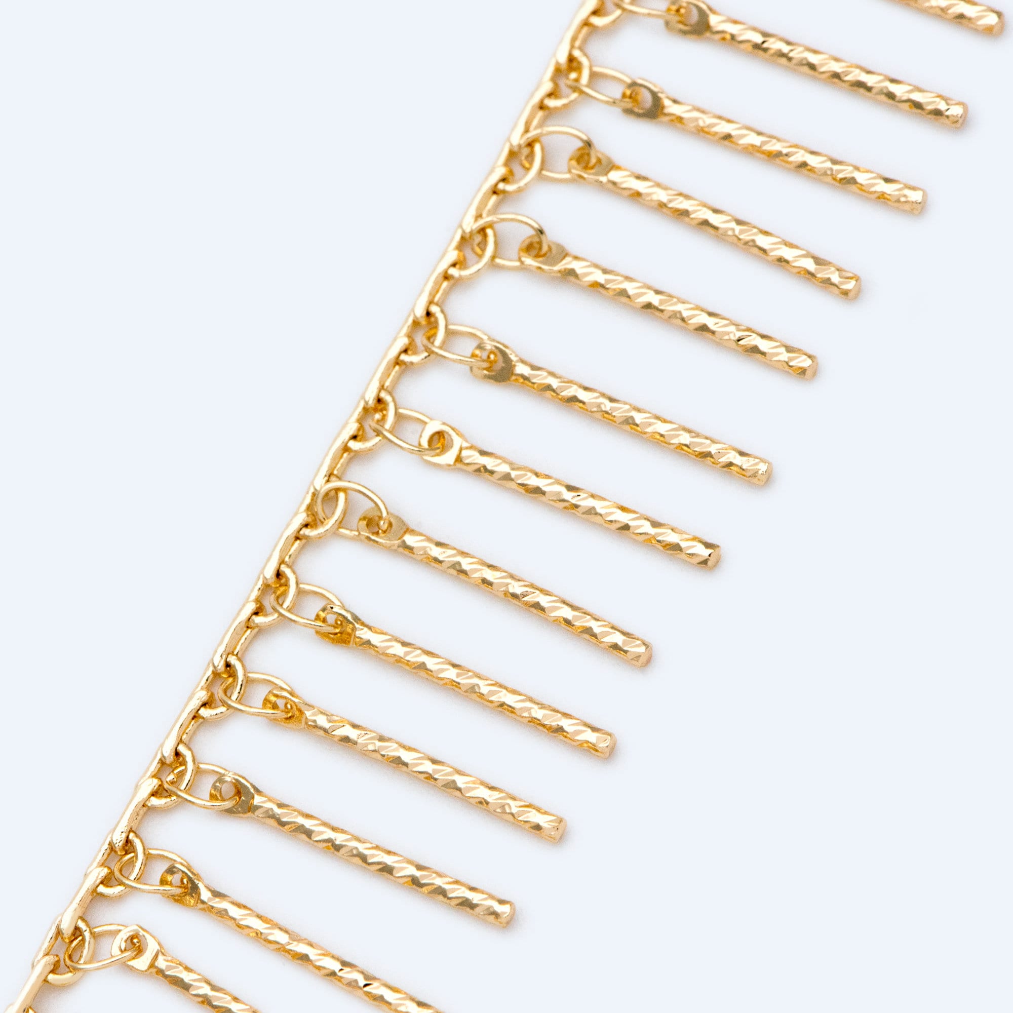 Gold/ Rhodium plated Brass Beaded Chains, Link Chain with 15mm Stick Bar Beads (#LK-194)/ 1 meter=3.3 feet